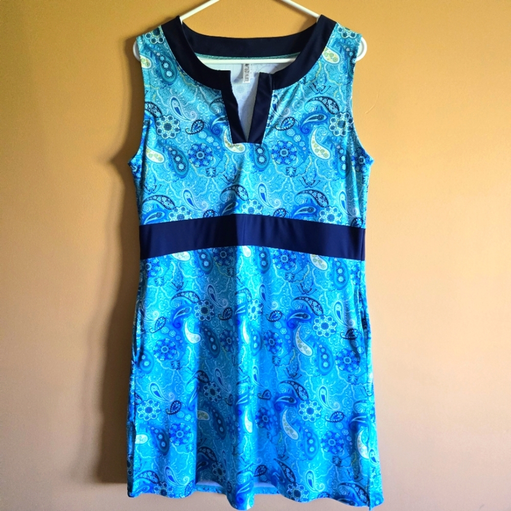 Masu Swim Paisley Sleeveless Coverup Dress, PTP=19"